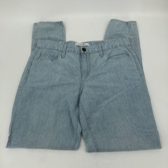 Joe's Jeans Blue & White Striped Slim Fit Pants | Mid Rise - Picture 2 of 5